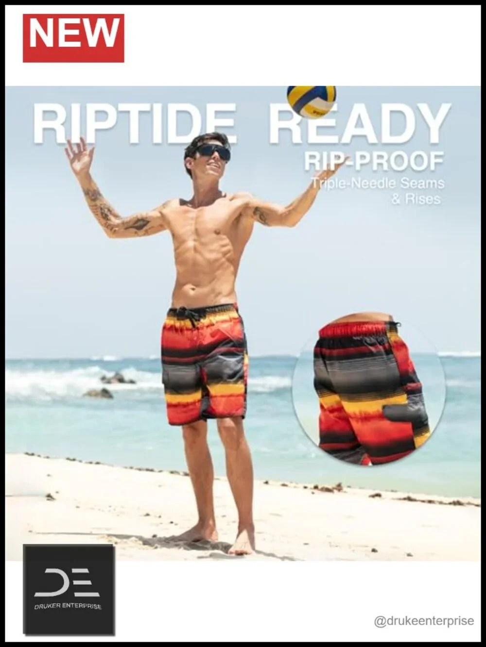 UPF 50+ Quick Dry Microfiber Swim Trunks with Mesh Lining